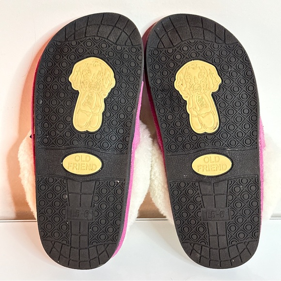 Old Friend Shearling Slippers W5-6 Pink Leather Scuffs - Picture 6 of 7